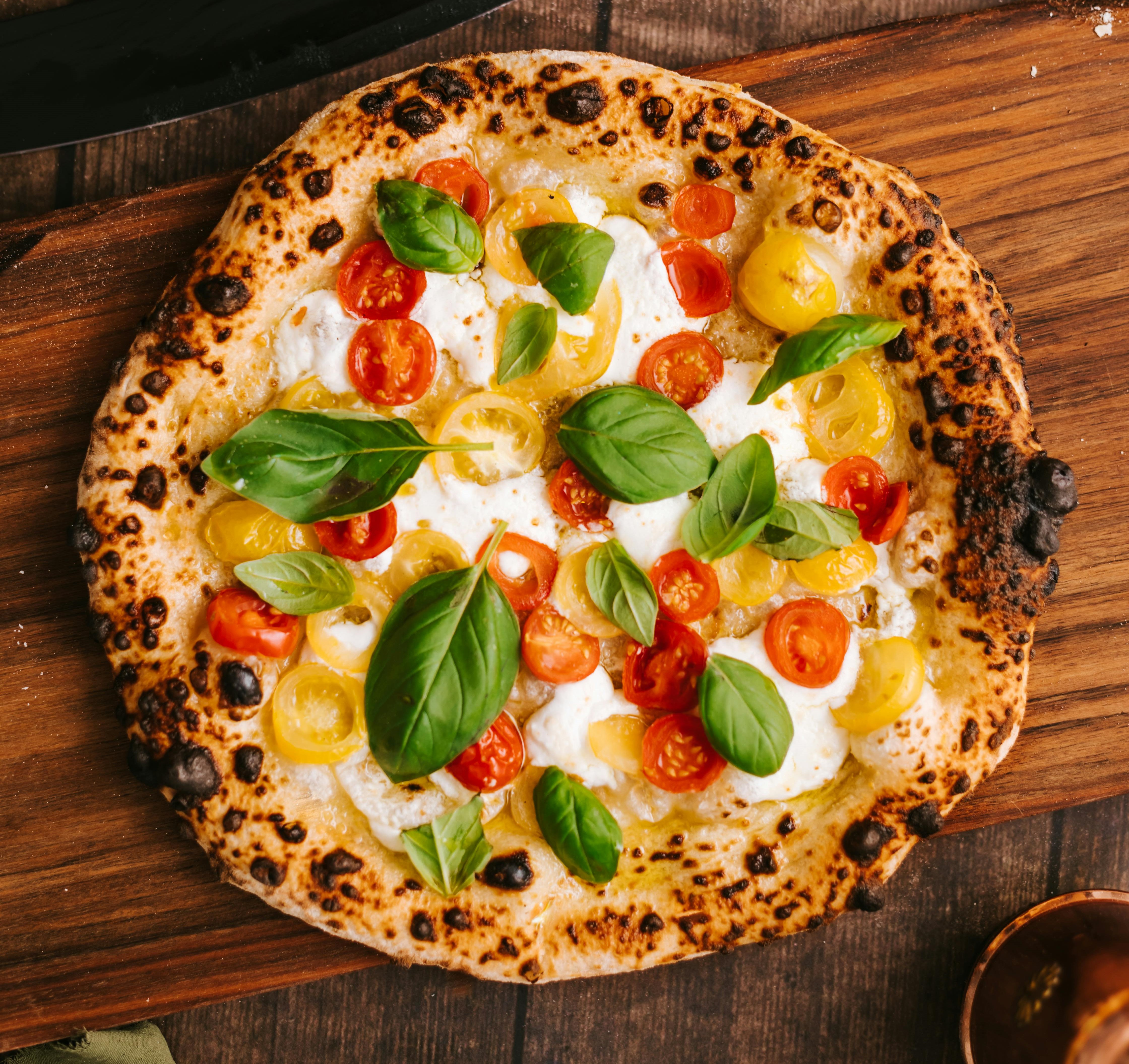 A fresh pizza slice